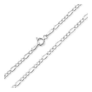 6.2MM 150 Rhodium Finished Figaro .925 Sterling Silver Chain Lengths 8"-28"